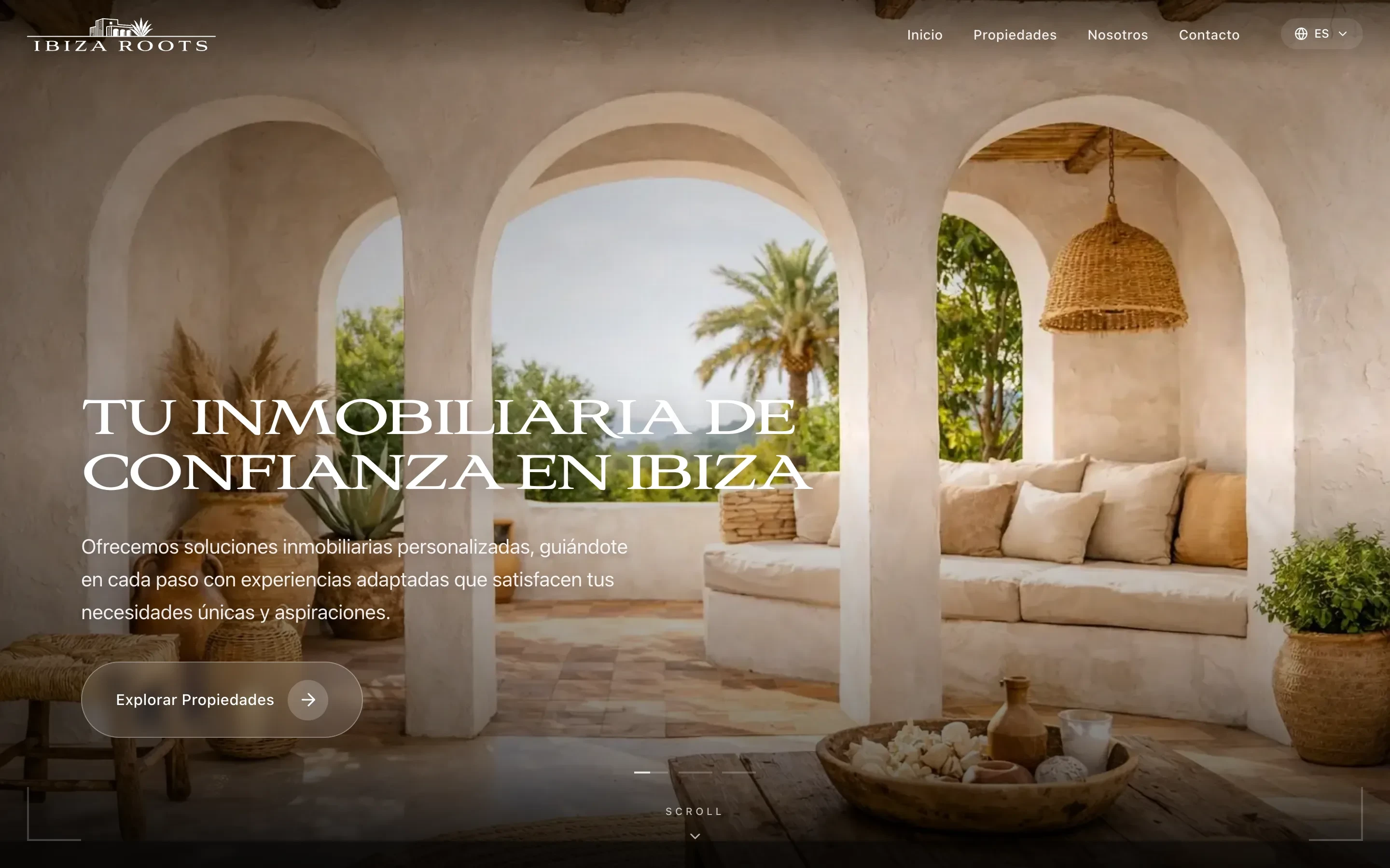Web de Ibiza Roots, inmobiliaria en Ibiza